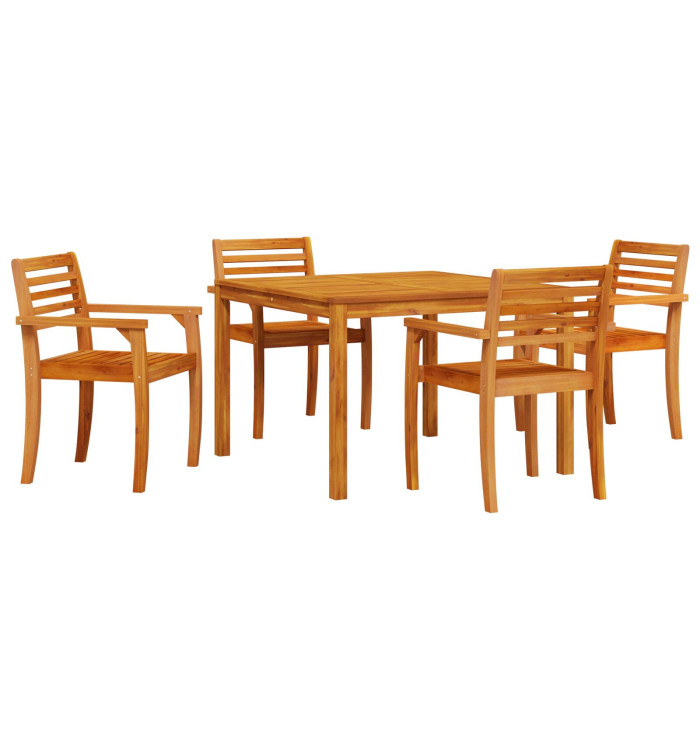 Ensemble de jardin 5 pièces en bois d'acacia | Mobilier & Déco