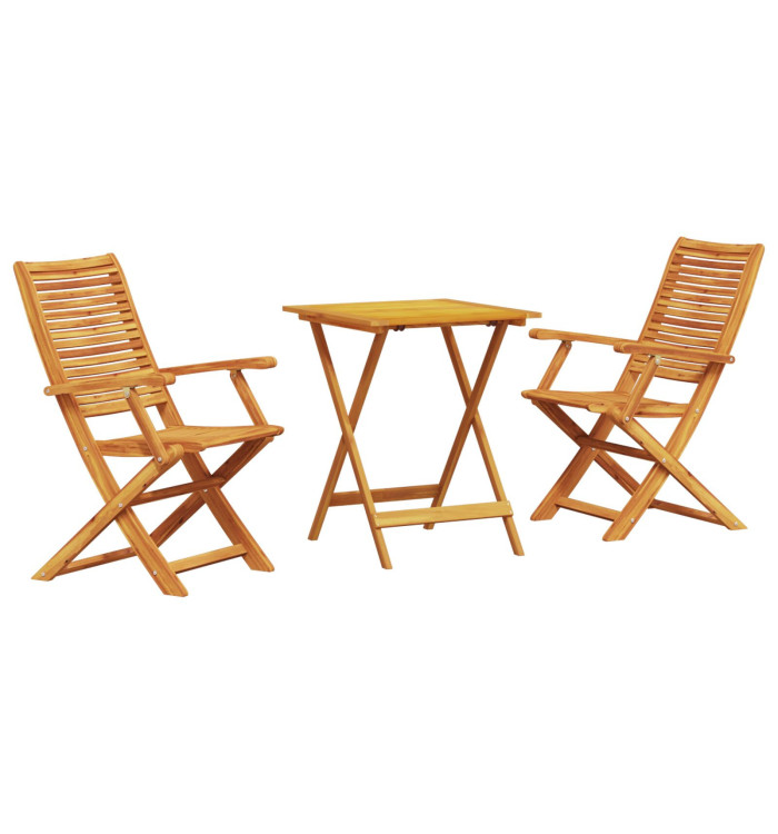Set de bistro pliable 3 pièces en bois d'acacia massif | Mobilier & Déco