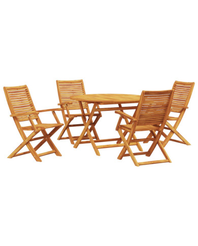 Set de salle à manger de jardin 5 pièces en bois massif d'acacia | Mobilier & Déco