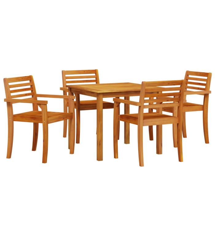 Ensemble de salle à manger de jardin 5 pièces en bois d'acacia solide | Mobilier & Déco
