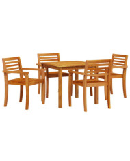 Ensemble de salle à manger de jardin 5 pièces en bois d'acacia solide | Mobilier & Déco