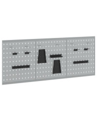 Panneaux perforés - Pack de 3 avec 15 accessoires, gris, 50x60 cm, acier | Mobilier & Déco