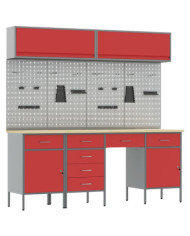 Set de banc de travail de 10 pièces en acier rouge | Mobilier & Déco