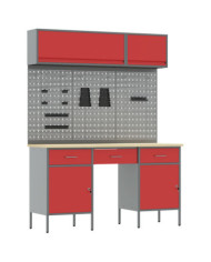 Ensemble de banc de travail 8 pièces  en acier rouge | Mobilier & Déco