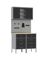 Set de banc de travail 5 pièces en acier noir | Mobilier & Déco