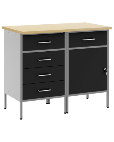 Pack de 2 armoires de rangement  Noir et Gris en bois composite et acier | Mobilier & Déco
