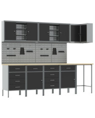Ensemble de bureau et panneau perforé 12 pièces  Noir MDF et métal | Mobilier & Déco