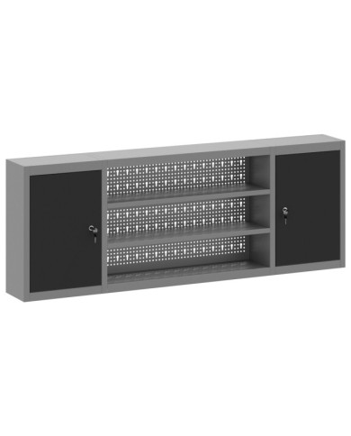 Armoire à outils murale avec panneau perforé Noir 150x20x55 cm Acier | Mobilier & Déco