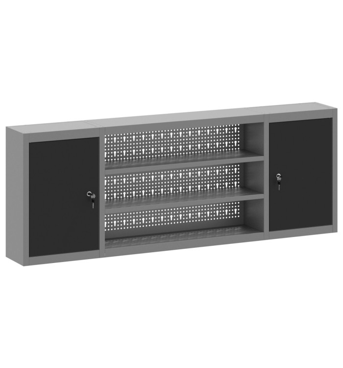 Armoire à outils murale avec panneau perforé Noir 150x20x55 cm Acier | Mobilier & Déco