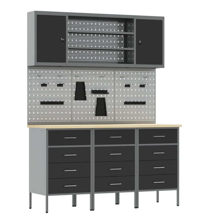 Ensemble de 7 pièces pour le banc de travail en acier noir | Mobilier & Déco
