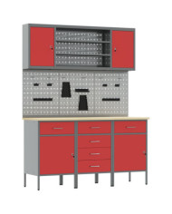 Set de banc de travail 7 pièces en acier rouge | Mobilier & Déco