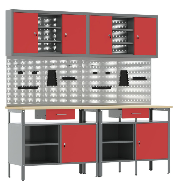 Set de 8 outils de travail en acier rouge | Mobilier & Déco