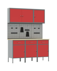 Set de banc de travail 8 pièces en acier rouge | Mobilier & Déco