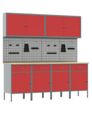 Set de bureau et panneau accroche de 10 pièces Rouge MDF et Métal | Mobilier & Déco