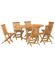 Ensemble de salle à manger de jardin 7 pièces en teck massif | Mobilier & Déco