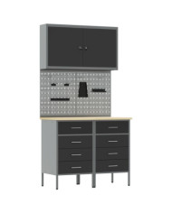 ensemble de banc de travail de 5 pièces en acier noir | Mobilier & Déco