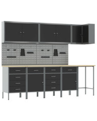 Ensemble de 12 pièces de cabinet de travail et panneau perforé Noir MDF et Métal | Mobilier & Déco