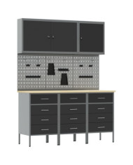 Kit de banc de travail 8 pièces en métal noir | Mobilier & Déco