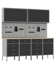 Ensemble de bureau avec 10 pièces en MDF et métal noir | Mobilier & Déco