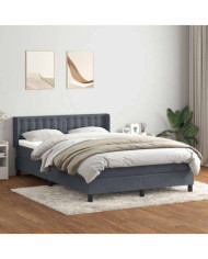 Sommier à lattes de lit et matelas gris foncé 160x220cm velours | Mobilier & Déco