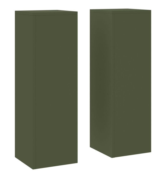 Supports de Plantes d'Extérieur Pilier 2 pcs Vert Olive 24x24x75 cm Acier | Mobilier & Déco