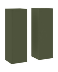 Supports de Plantes d'Extérieur Pilier 2 pcs Vert Olive 24x24x75 cm Acier | Mobilier & Déco