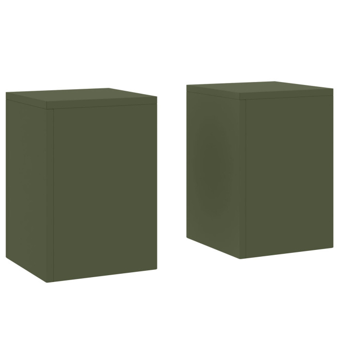 Supports de Plantes d'extérieur Pilier 2 pcs Olive Verte 24x24x35 cm Acier | Mobilier & Déco