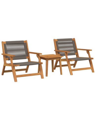 Chaises de jardin avec table 3 pcs en bois d'acacia gris | Mobilier & Déco