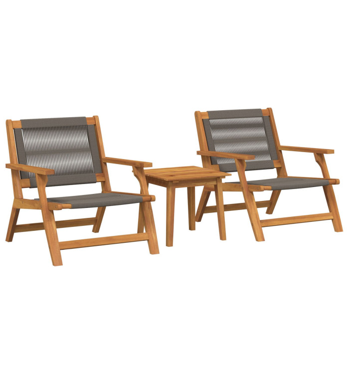 Chaises de jardin avec table 3 pcs en bois d'acacia gris | Mobilier & Déco