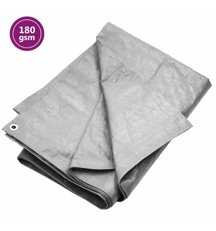 Bâche 180 g/m² 3x4 m Gris PEHD | Mobilier & Déco