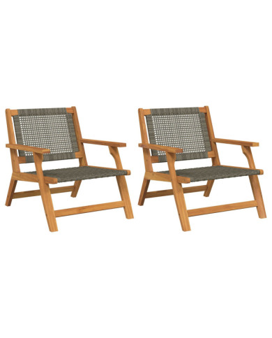 Chaises de jardin 2 pcs Gris 76x67x73.5 cm Bois d'acacia massif | Mobilier & Déco