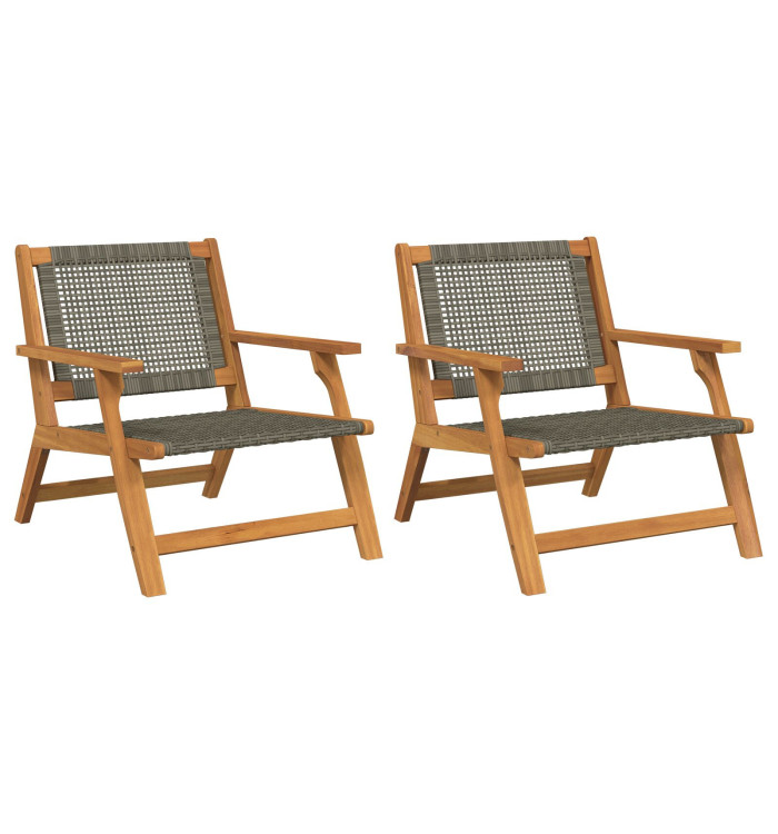 Chaises de jardin 2 pcs Gris 76x67x73.5 cm Bois d'acacia massif | Mobilier & Déco