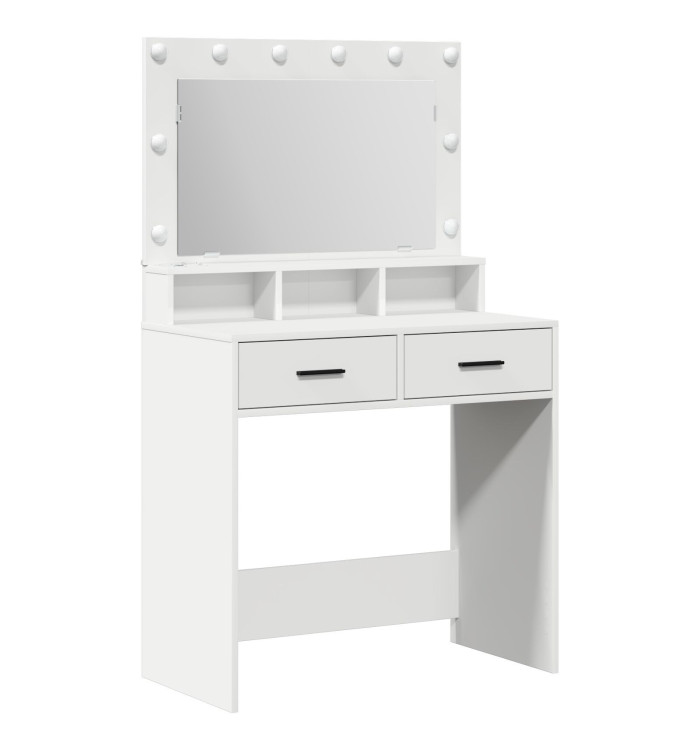 Coiffeuse avec lumières LED, blanche, 79x41x135 cm | Mobilier & Déco