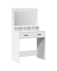 Coiffeuse avec lumières LED, blanche, 79x41x135 cm | Mobilier & Déco