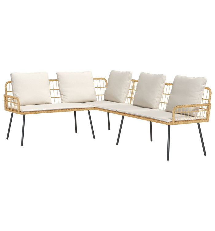 Canapé en L Naturel 231x173x78 cm en Poly Rattan | Mobilier & Déco