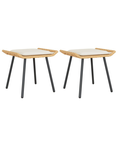 Tabourets de jardin 2 pcs Naturel 50x40x45 cm Rattan synthétique | Mobilier & Déco