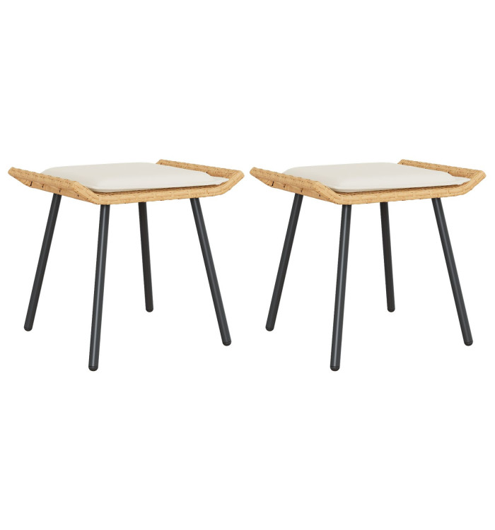 Tabourets de jardin 2 pcs Naturel 50x40x45 cm Rattan synthétique | Mobilier & Déco