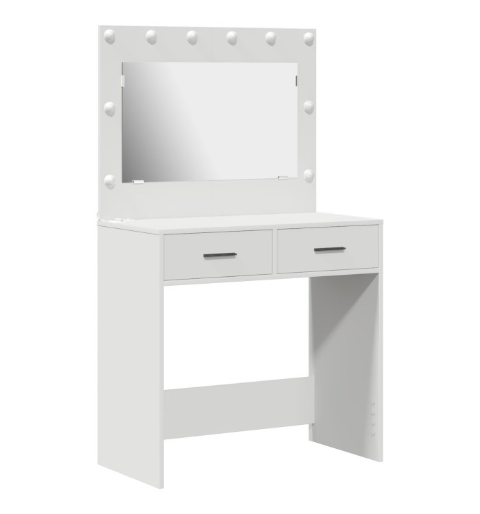 Table de vanité avec lumières LED - Blanc, 78,5 x 41 x 135 cm | Mobilier & Déco