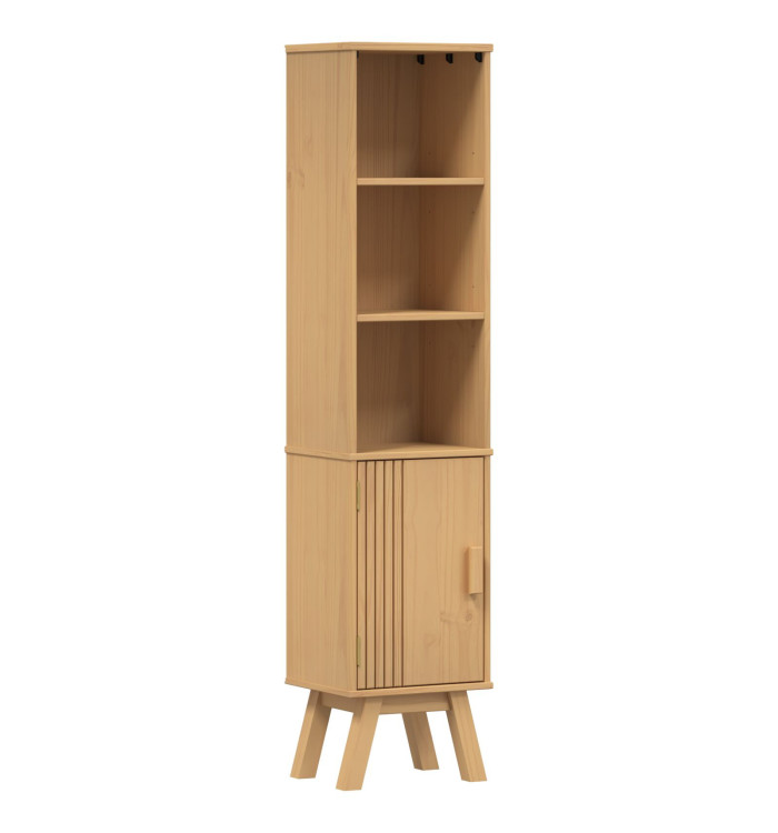 Cabinet de salle de bain Marron 35x30x159 cm en bois de pin massif | Mobilier & Déco