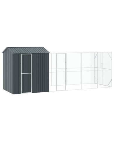 volière avec extension anthracite 210x619x247 cm en acier | Mobilier & Déco