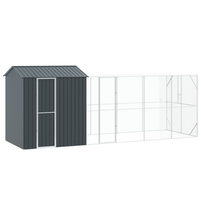 volière avec extension anthracite 210x619x247 cm en acier | Mobilier & Déco