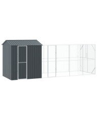 volière avec extension anthracite 210x619x247 cm en acier | Mobilier & Déco