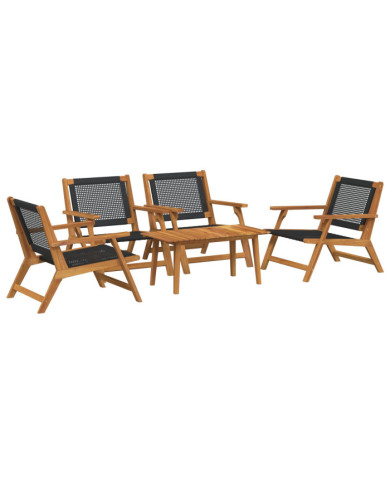 Chaises de jardin avec table 5 pcs en bois d'acacia noir | Mobilier & Déco