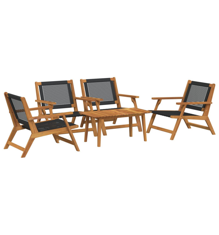 Chaises de jardin avec table 5 pcs en bois d'acacia noir | Mobilier & Déco