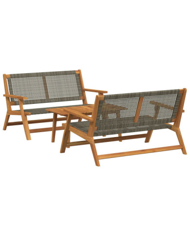 Chaises de jardin avec table 3 pièces gris en bois d'acacia massif | Mobilier & Déco