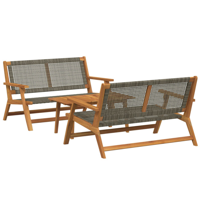Chaises de jardin avec table 3 pièces gris en bois d'acacia massif | Mobilier & Déco
