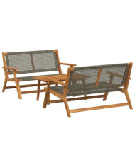 Chaises de jardin avec table 3 pièces gris en bois d'acacia massif | Mobilier & Déco