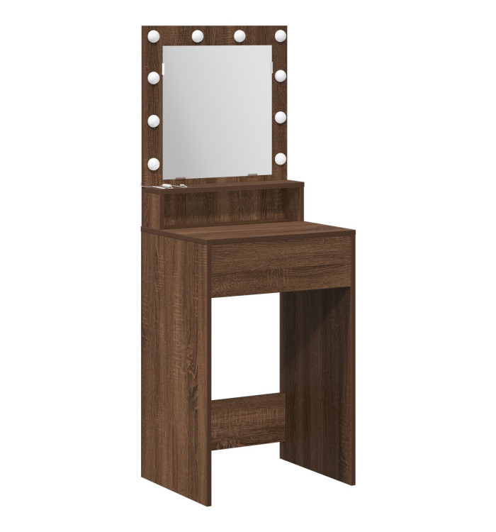 Bureau de Maquillage avec Lumières LED - Chêne Marron - 50x41x135 cm | Mobilier & Déco
