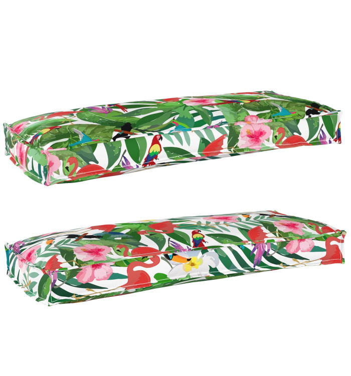 Coussins de Palette pour Banc 2 pcs Jungle Tropical 100x40x8 cm Tissu Oxford | Mobilier & Déco
