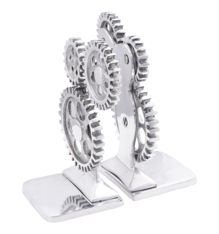 Serre-livres 2 pcs Argent 10x10x22 cm Aluminium Cog | Mobilier & Déco
